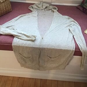 Eileen Fisher Light Gray/Beige Hooded Cardigan S/M